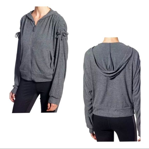 Splendid Shirred Sleeve Full-Zip Hoodie - Picture 4 of 4